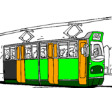 Disegno Tram con passeggeri  pitturato su raffaele