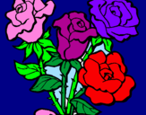Disegno Mazzo di rose  pitturato su mazzo di rose