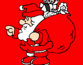 Disegno Babbo Natale e il suo sacco di regali  pitturato su ALICE