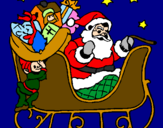 Disegno Babbo Natale alla guida della sua slitta pitturato su daniela