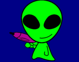 Disegno Alieno II pitturato su DODO CARDI