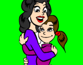 Disegno Madre e figlia abbracciate pitturato su alessia7