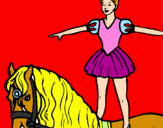 Disegno Trapezista in groppa al cavallo pitturato su giada