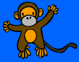 Disegno Scimmietta pitturato su stefano