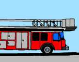 Disegno Camion dei pompieri con la scala pitturato su matteo