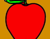 Disegno mela  pitturato su marco lucchetti