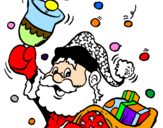 Disegno Babbo Natale con la sua campana  pitturato su babbo natale