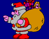 Disegno Babbo Natale e il suo sacco di regali  pitturato su ilenia91