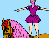 Disegno Trapezista in groppa al cavallo pitturato su eugenia