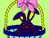 Disegno Coniglietto nella cesta  pitturato su Aurora