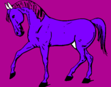 Disegno Cavallo con la zampa alzata  pitturato su FRANCESCO 2 ANNI