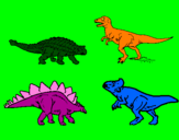 Disegno Dinosauri di terra  pitturato su camilla