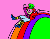 Disegno Folletto nell'arcobaleno  pitturato su ilenia
