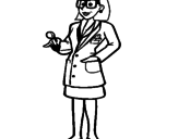 Disegno Dottoressa con gli occhiali  pitturato su kk