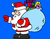 Disegno Babbo Natale e il suo sacco di regali  pitturato su AXEL