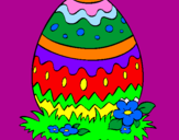 Disegno Uovo di Pasqua 2 pitturato su tommaso