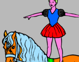 Disegno Trapezista in groppa al cavallo pitturato su PRISCILLA