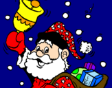 Disegno Babbo Natale con la sua campana  pitturato su giorgy 98