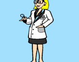 Disegno Dottoressa con gli occhiali  pitturato su MartiCami