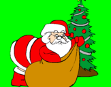 Disegno Babbo Natale che consegna i regali pitturato su FRANCESCO