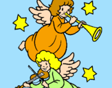 Disegno Angeli musicisti  pitturato su daniele pibiri