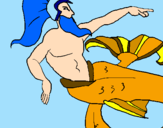 Disegno Poseidone pitturato su otta