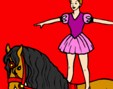 Disegno Trapezista in groppa al cavallo pitturato su Zaffiro
