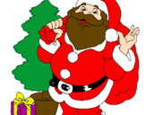 Disegno Babbo Natale con lalbero di Natale pitturato su evelyn