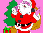 Disegno Babbo Natale con lalbero di Natale pitturato su babbo natale 