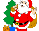 Disegno Babbo Natale con lalbero di Natale pitturato su FlOr
