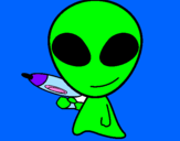 Disegno Alieno II pitturato su alessio mo