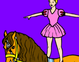Disegno Trapezista in groppa al cavallo pitturato su JENNY