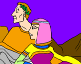 Disegno Cesare e Cleopatra  pitturato su VALERIO CESARE