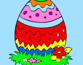 Disegno Uovo di Pasqua 2 pitturato su marta