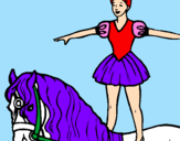 Disegno Trapezista in groppa al cavallo pitturato su SERENA