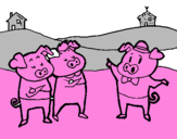 Disegno I tre porcellini 5 pitturato su beatrice spaggiari