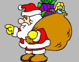 Disegno Babbo Natale e il suo sacco di regali  pitturato su MATTEO1
