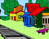 Disegno Stazione ferroviaria  pitturato su federico