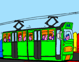 Disegno Tram con passeggeri  pitturato su michele