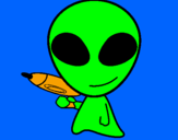 Disegno Alieno II pitturato su fedemeo