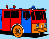 Disegno Camion dei pompieri pitturato su FLAVIO