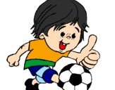 Disegno Ragazzo che gioca a calcio  pitturato su Rebecca 2005 