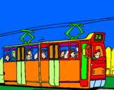 Disegno Tram con passeggeri  pitturato su NIKLAS