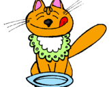 Disegno Gatto che mangia  pitturato su Gatto