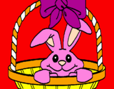 Disegno Coniglietto nella cesta  pitturato su claudia