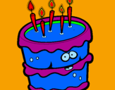 Disegno Torta di compleanno 2 pitturato su fra