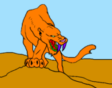 Disegno Tigre con affilati canini  pitturato su sciacallo  della savana
