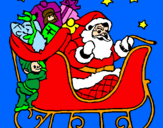 Disegno Babbo Natale alla guida della sua slitta pitturato su evelyn