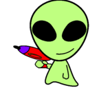 Disegno Alieno II pitturato su alien