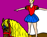 Disegno Trapezista in groppa al cavallo pitturato su tommaso